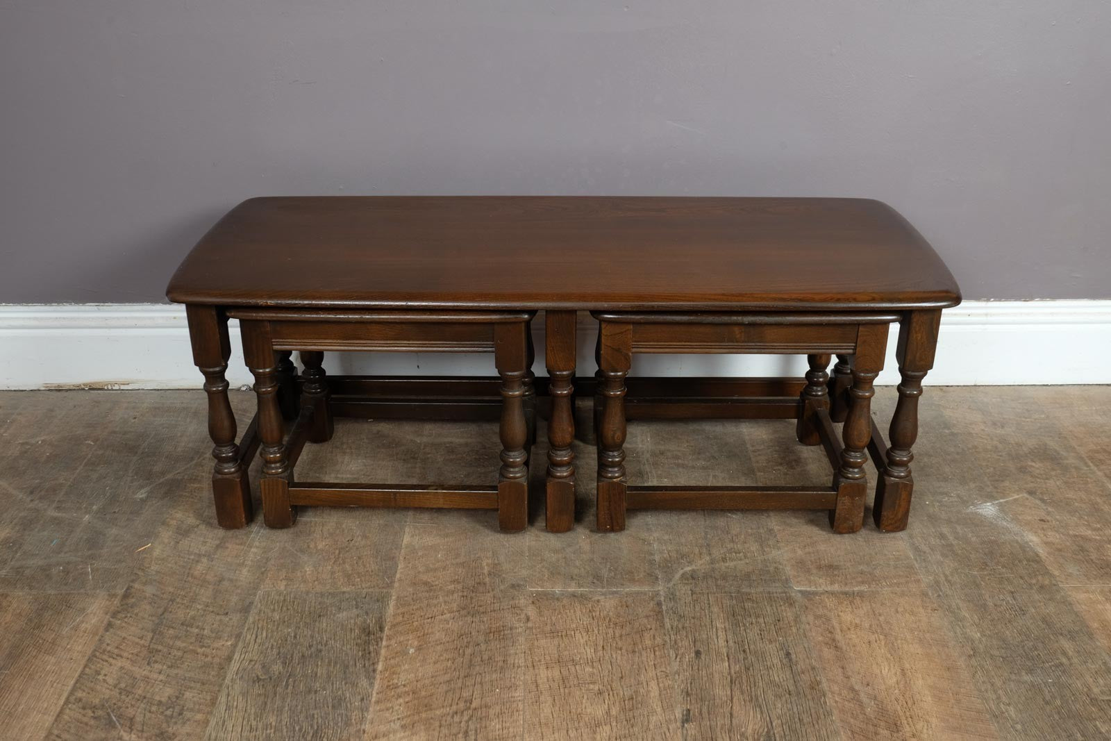 Vintage Retro Ercol Colonial Nesting Tables in Dark Elm