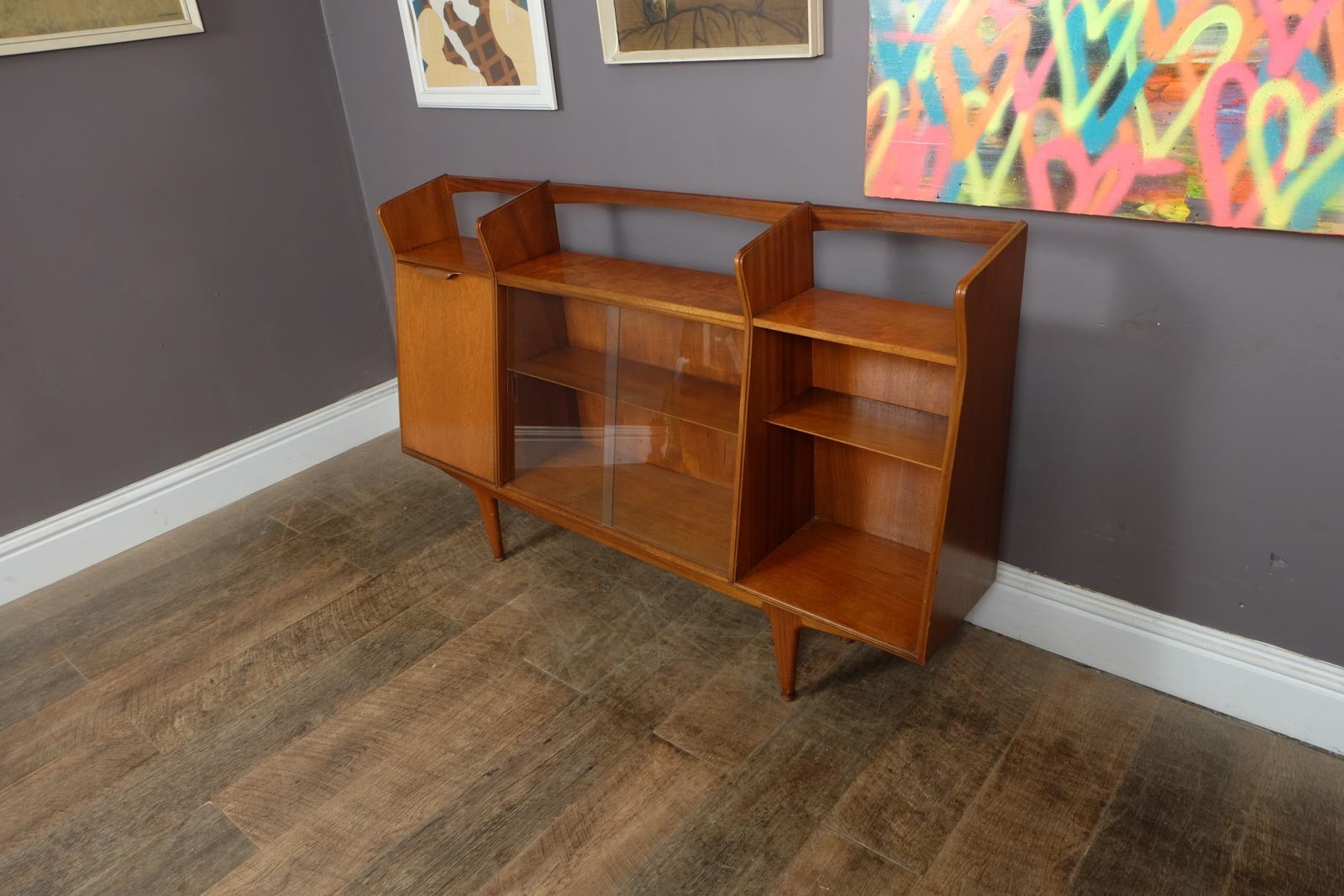 Vintage Mid Century Glazed Teak Bookcase by McIntosh
