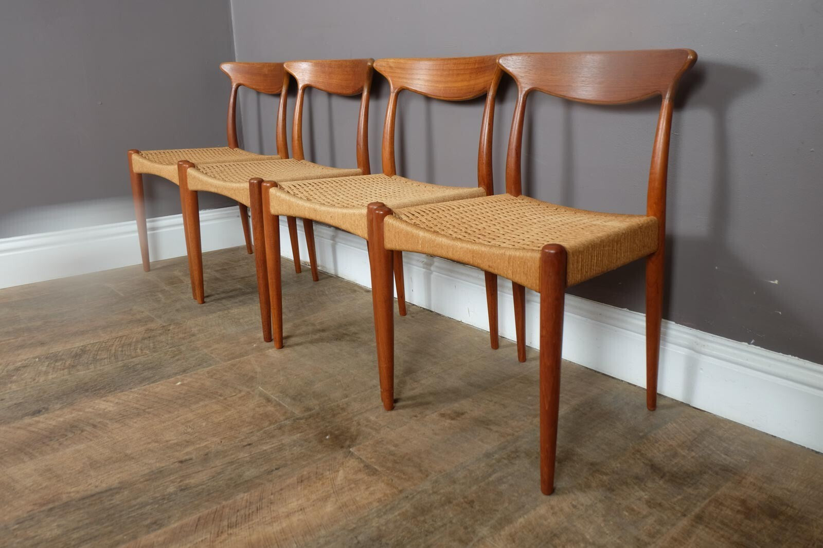 Vintage Set of 4 Danish Teak Chairs by Arne Hovmand Olsen
