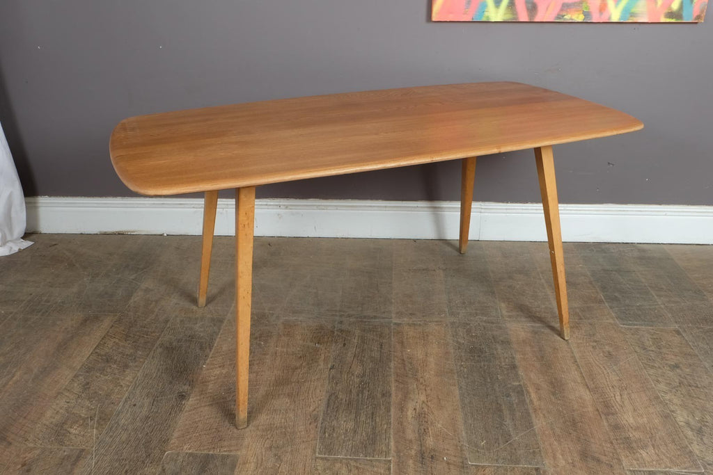 Vintage Retro Ercol Light Elm Plank Dining Table