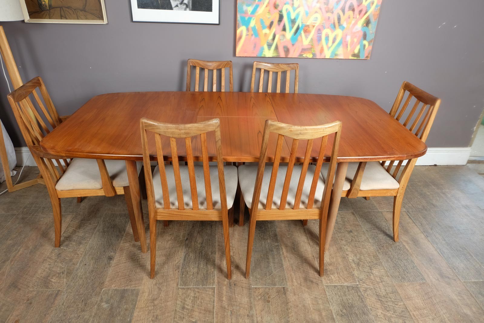 Vintage Retro G Plan Oval Teak DIning Table and 6 High Back Chairs