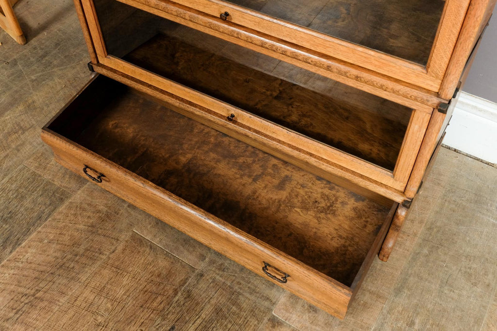 Antique Light Oak Stackable Barrister Bookcase Display Cabinet by Globe Wernicke