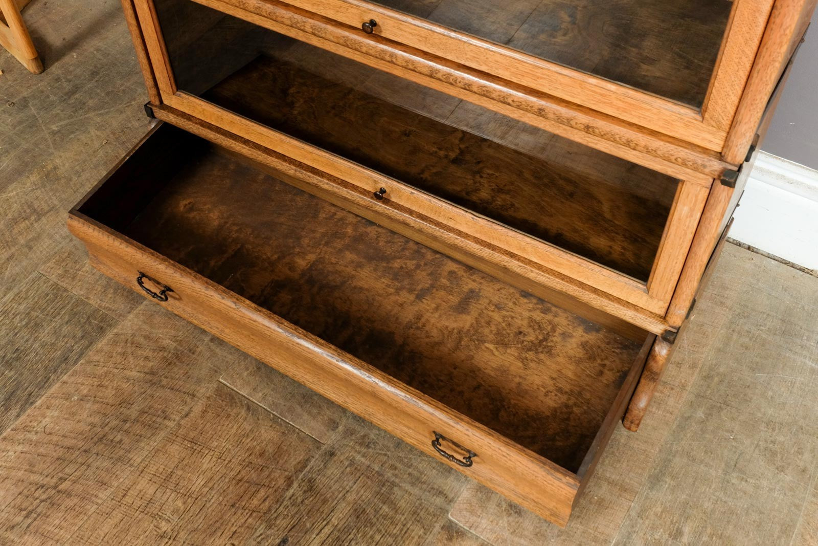 Antique Light Oak Stackable Barrister Bookcase Display Cabinet by Globe Wernicke
