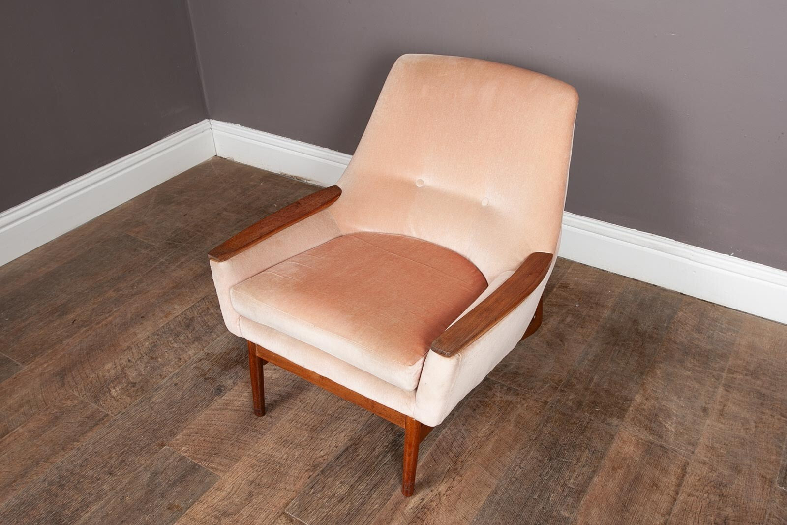 Vintage Mid Century Danish Style Low Back Arm Chair