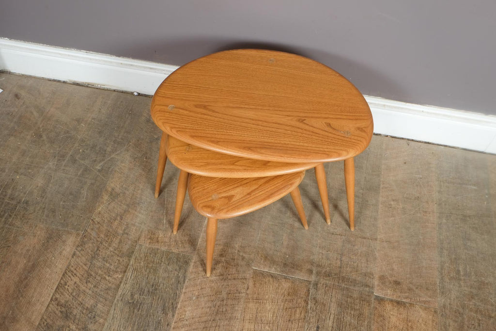 Vintage Retro Ercol Light Elm Pebble Tables