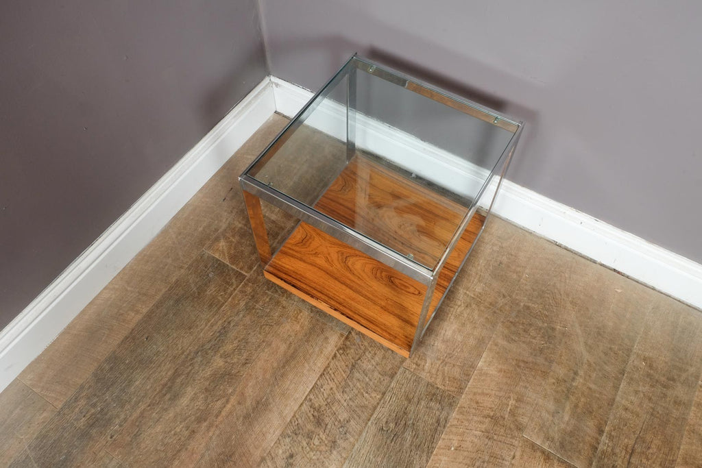 Vintage Retro Chrome and Rosewood Sidetable by Merrow Associates