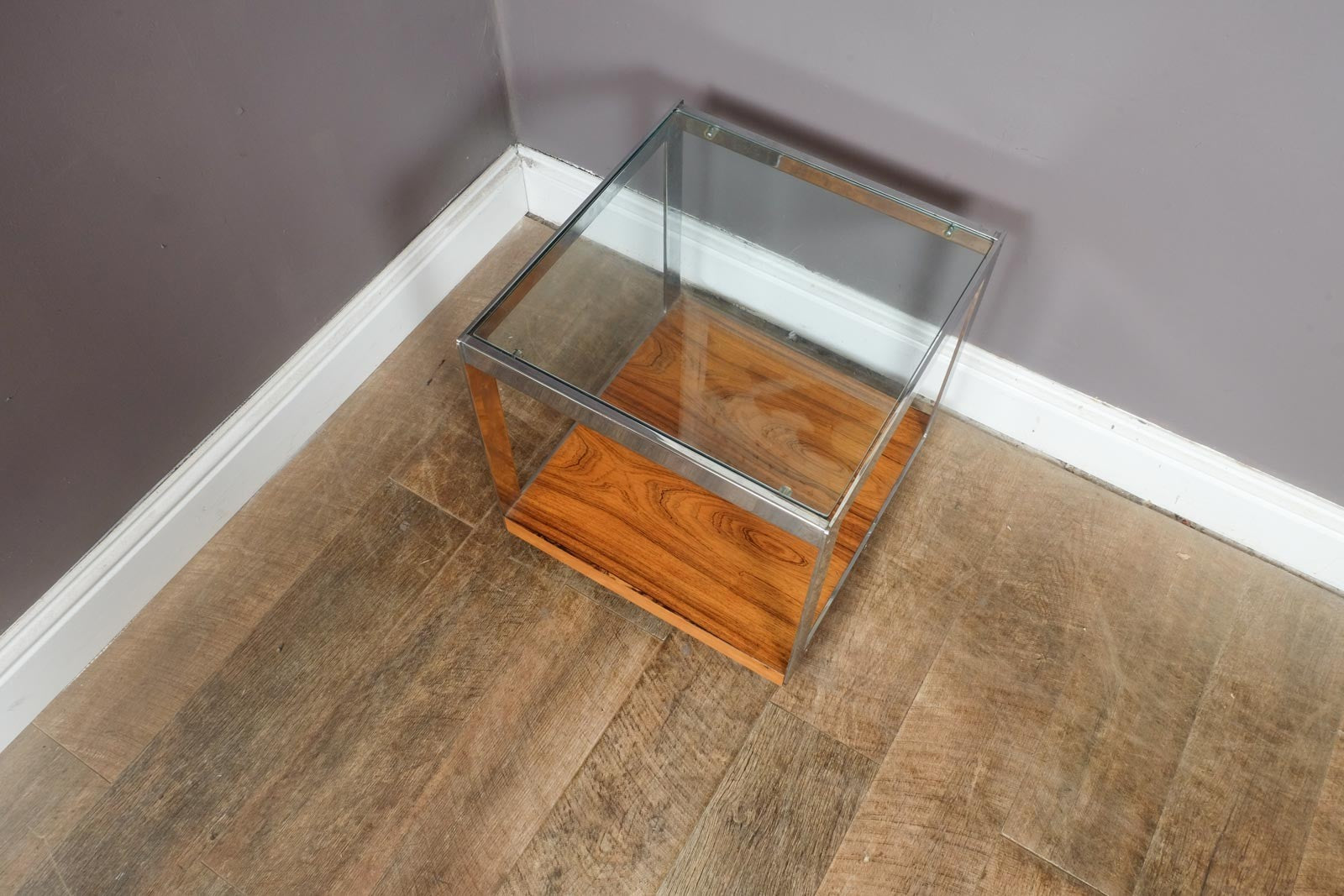 Vintage Retro Chrome and Rosewood Sidetable by Merrow Associates