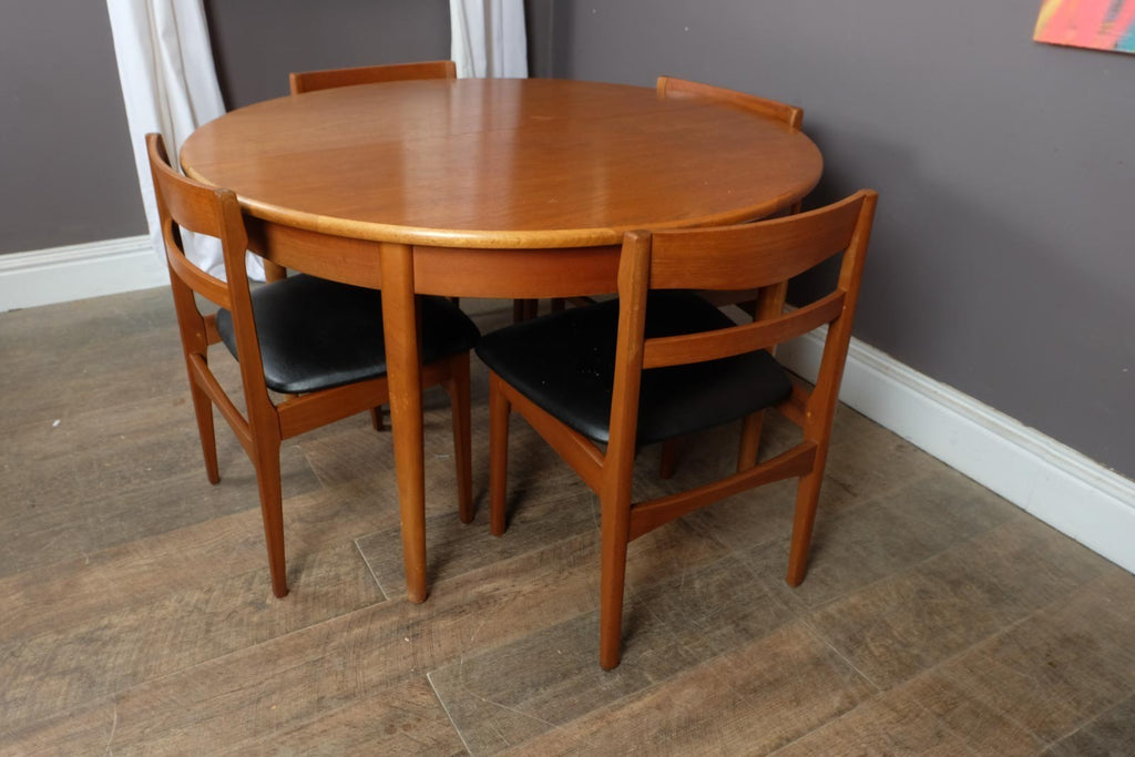 Vintage Retro Med Century Teak Extending Dining Table and 4 chairs by Nathan