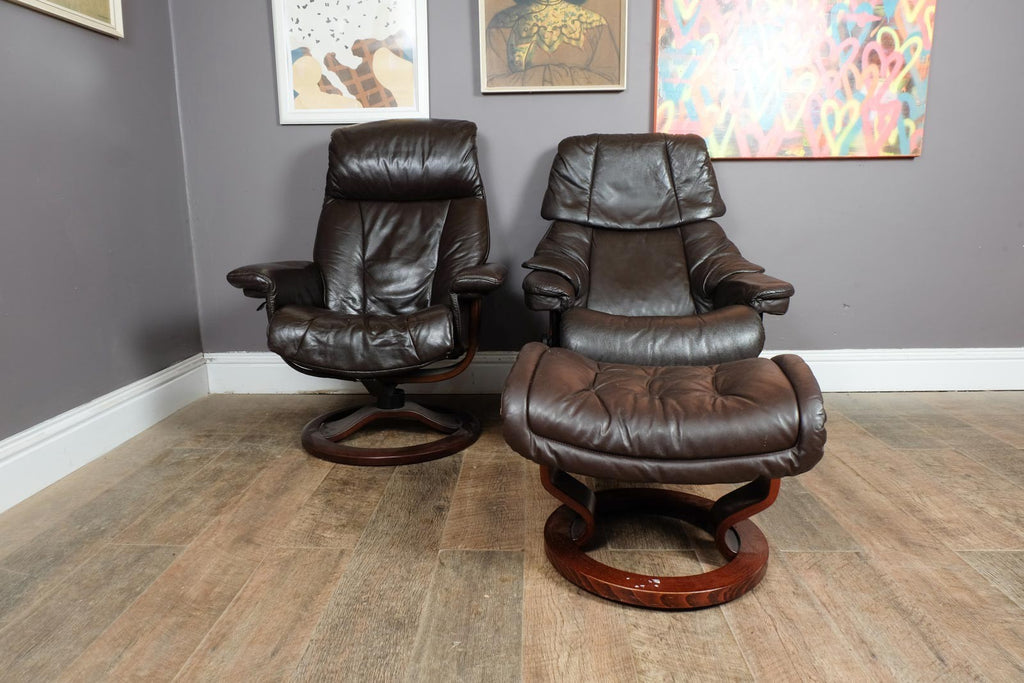 Vintage Retro Dark Brown Reclining Armchair