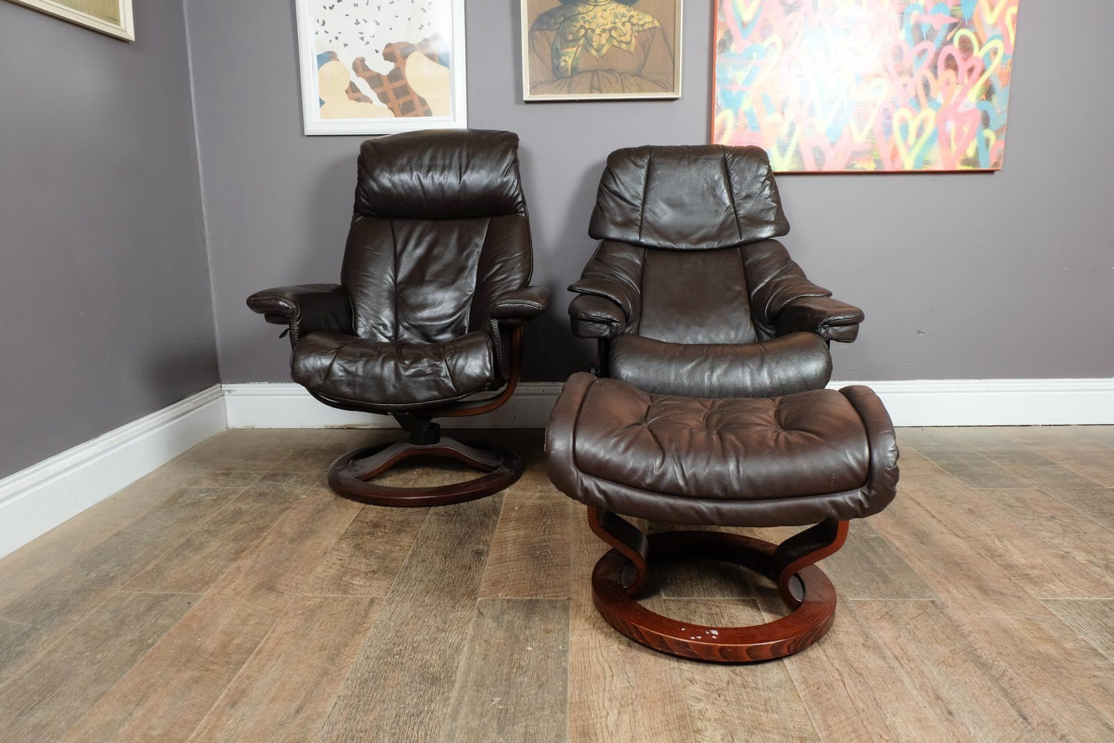 Vintage Retro Dark Brown Reclining Armchair
