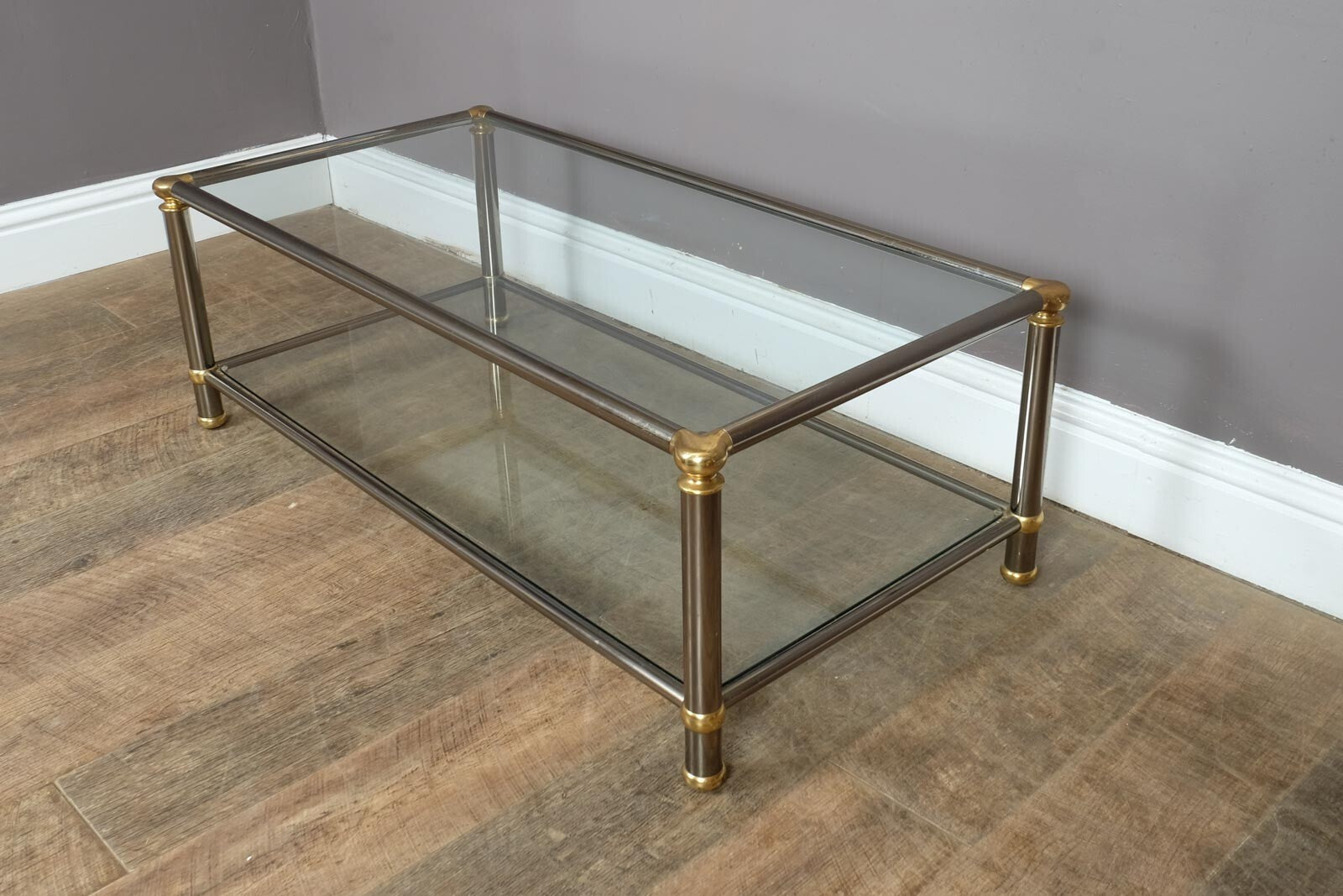 Vintage Retro Chrome and Brass 1970s Coffee Table
