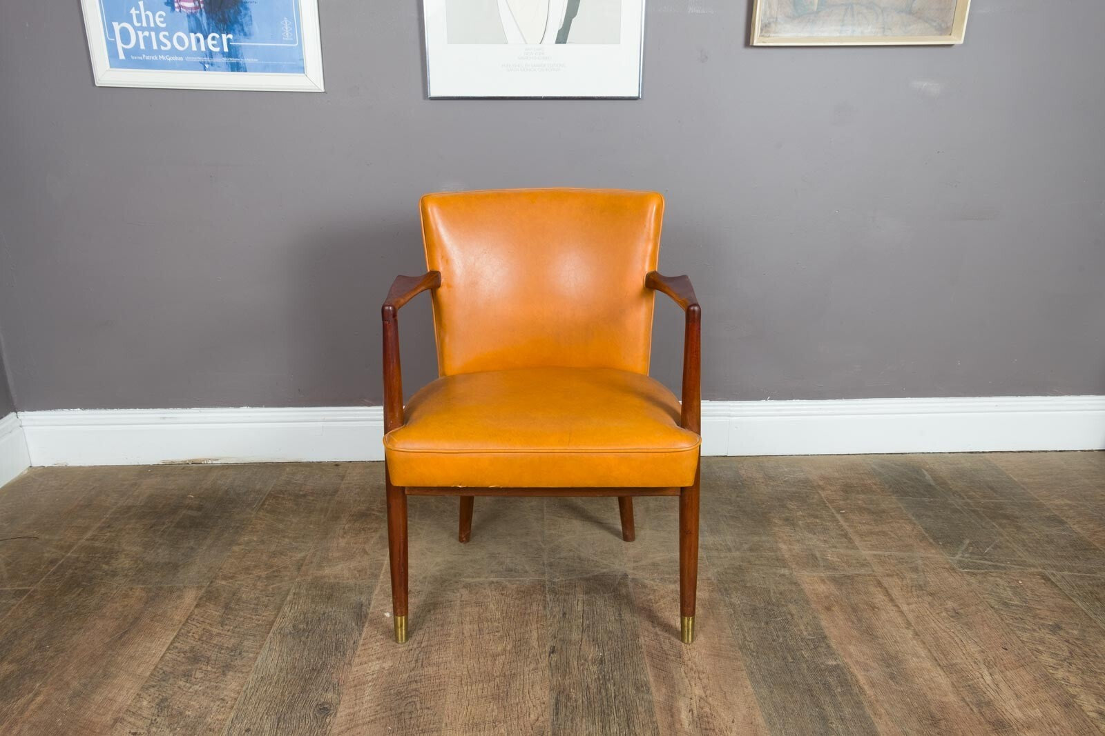 Vintage Retro Teak and Vinyl Side Chair