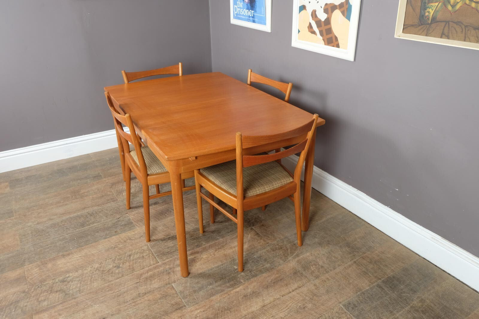 Vintage Mid Century Teak Extending Dining Table an 4 Chairs by Beithcraft