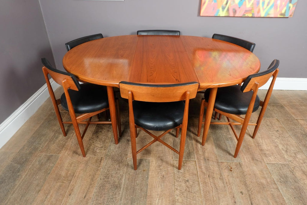 Vintage G Plan Fresco Circular Teak Dining Table and 6 Chairs by VB Wilkins