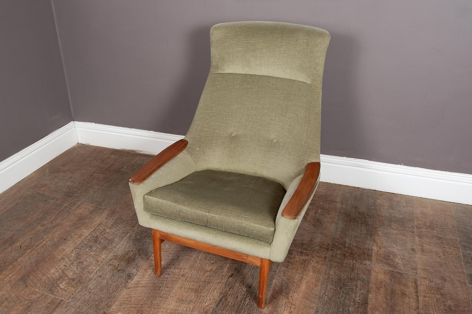 Vintage Mid Century Danish Style High Back Arm Chair