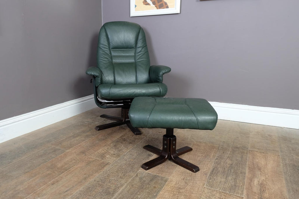 Vintage Retro Danish Reclining Armchair and Footstool by Unico