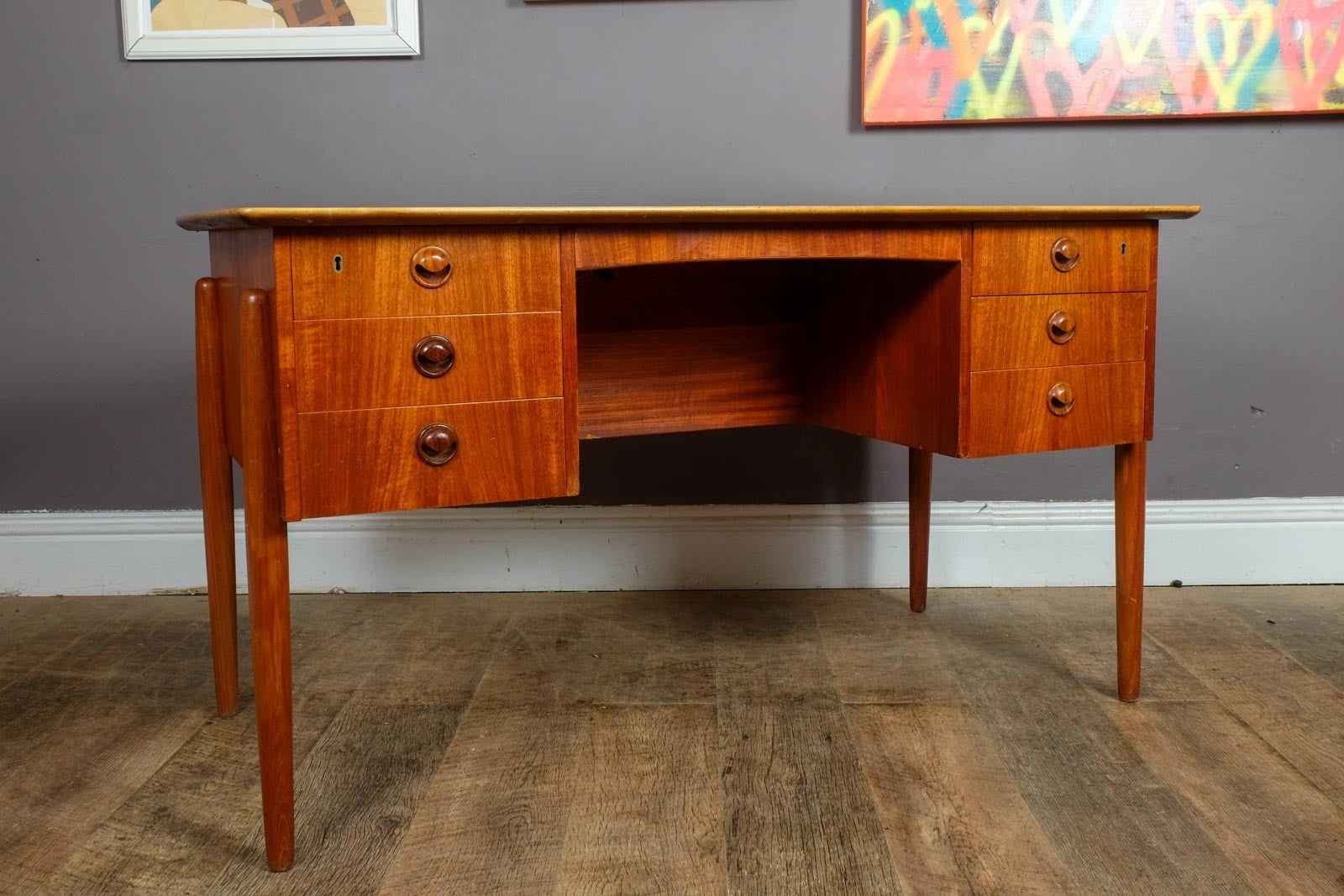 Vintage Danish Mid Century Teak Desk by P.A. Nielsen and Co