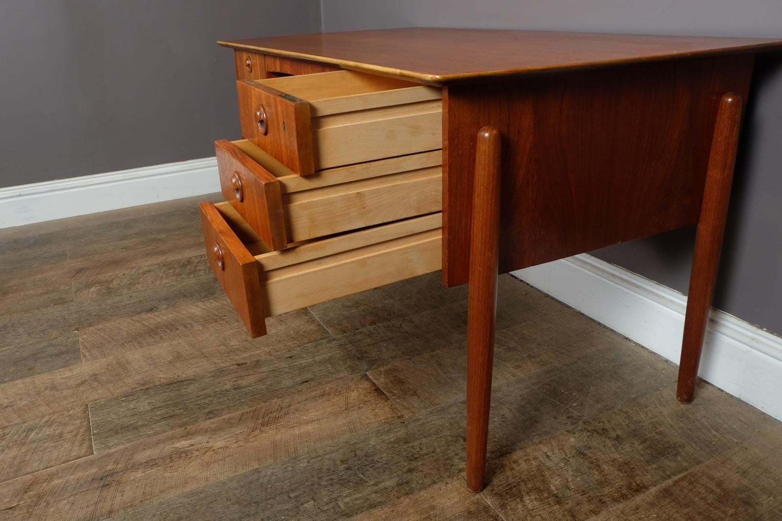 Vintage Danish Mid Century Teak Desk by P.A. Nielsen and Co