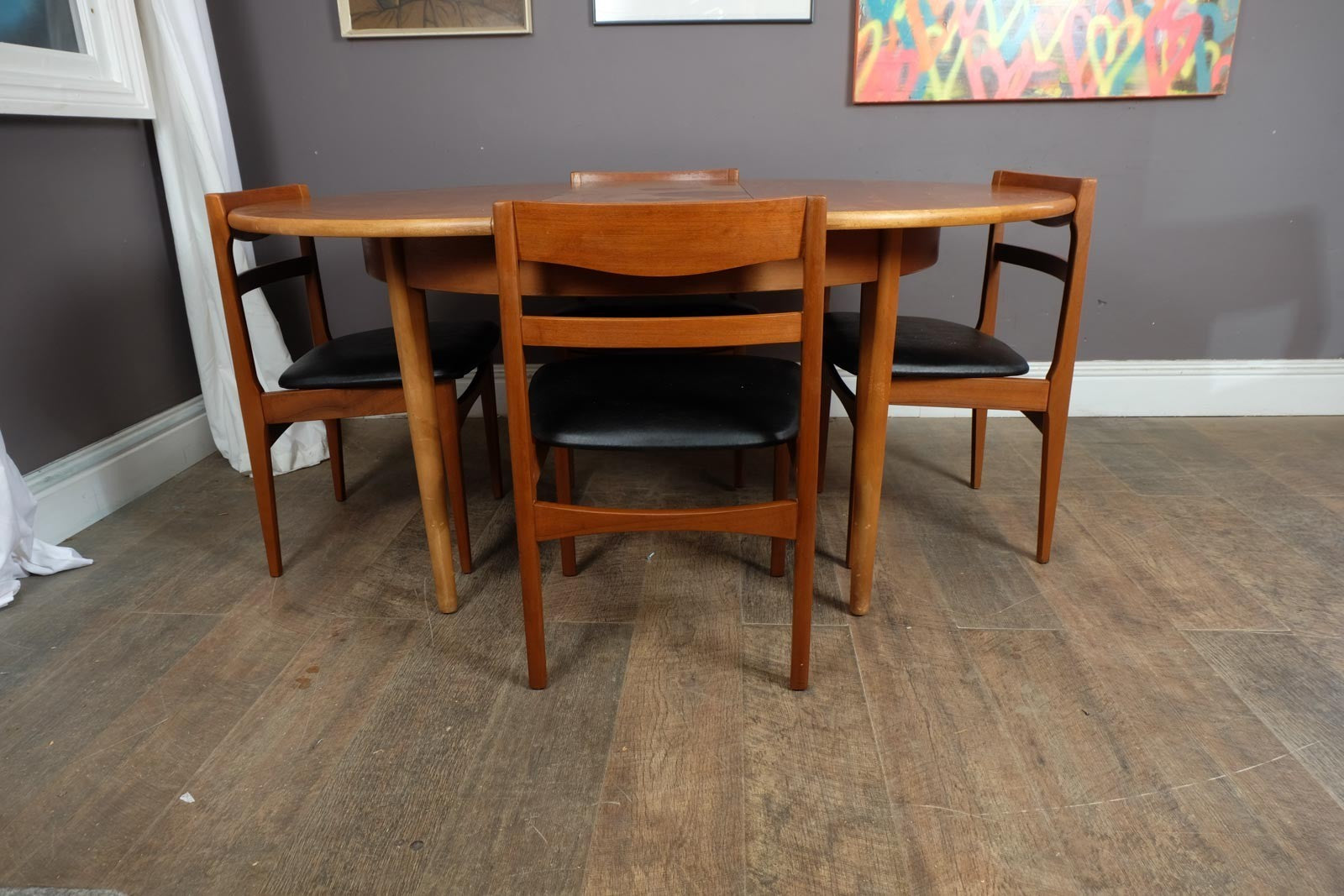 Vintage Retro Med Century Teak Extending Dining Table and 4 chairs by Nathan