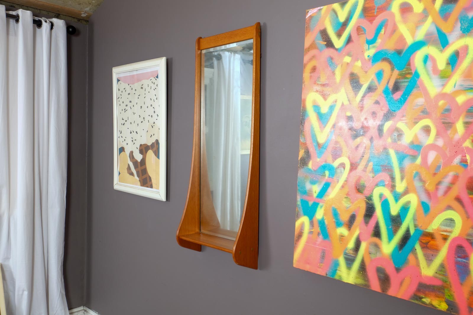 Vintage Retro Pedersen & Hansen Teak Wall Hanging Mirror