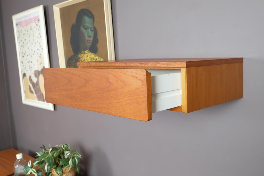 Vintage Retro Small Floating Teak Drawer by Beaver and Tapley