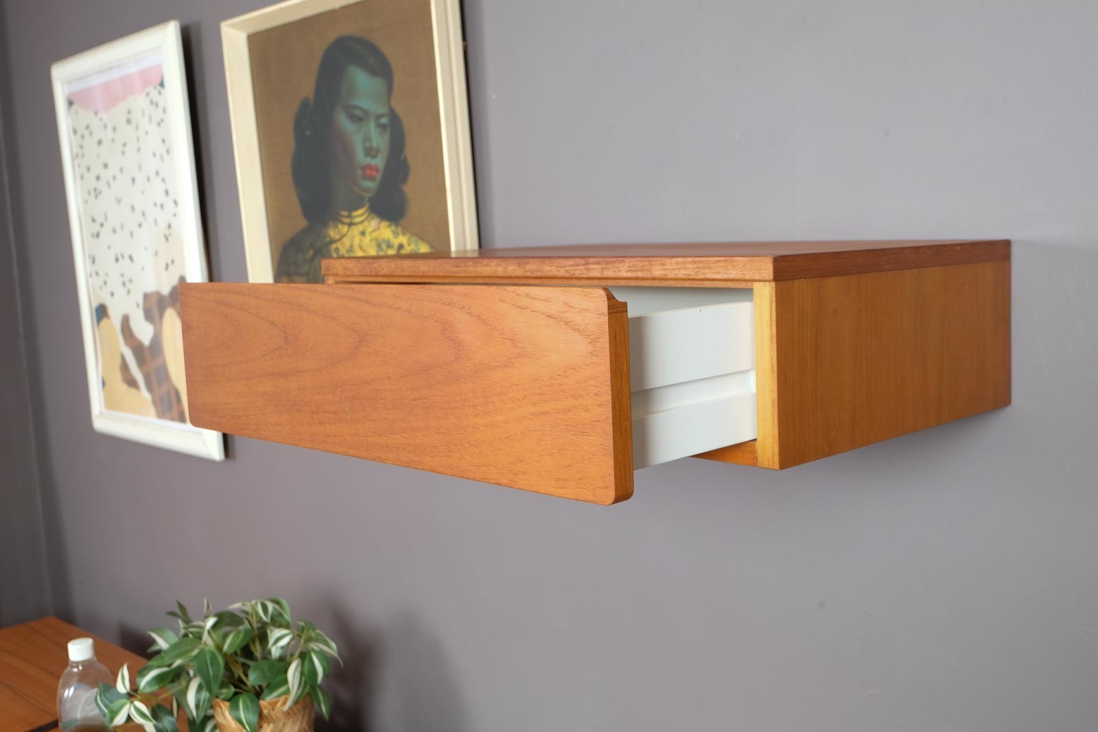 Vintage Retro Small Floating Teak Drawer by Beaver and Tapley