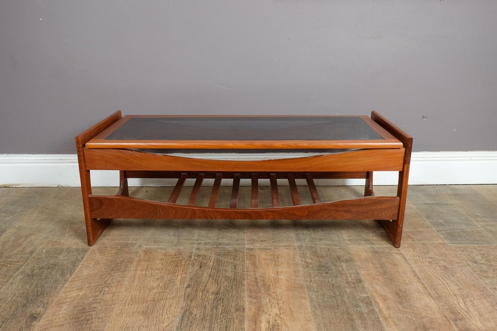 Vintage Retro Mid Century Teak and Smoked Glass Coffee Table