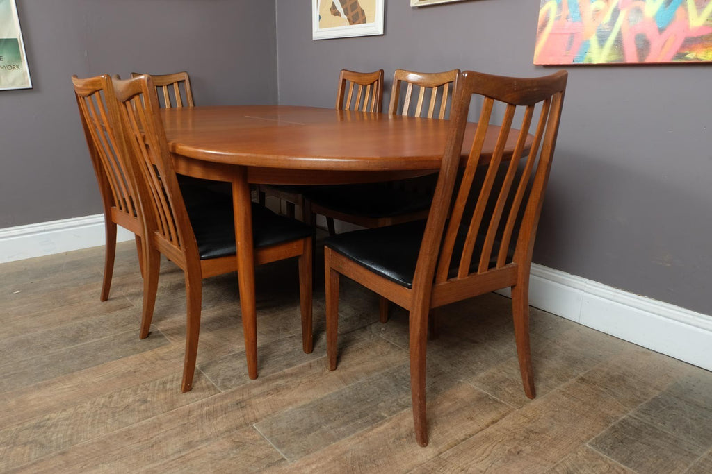 Vintage Retro G Plan Fresco Oval Dining Table and 6 High Back Chairs VB Wilkins