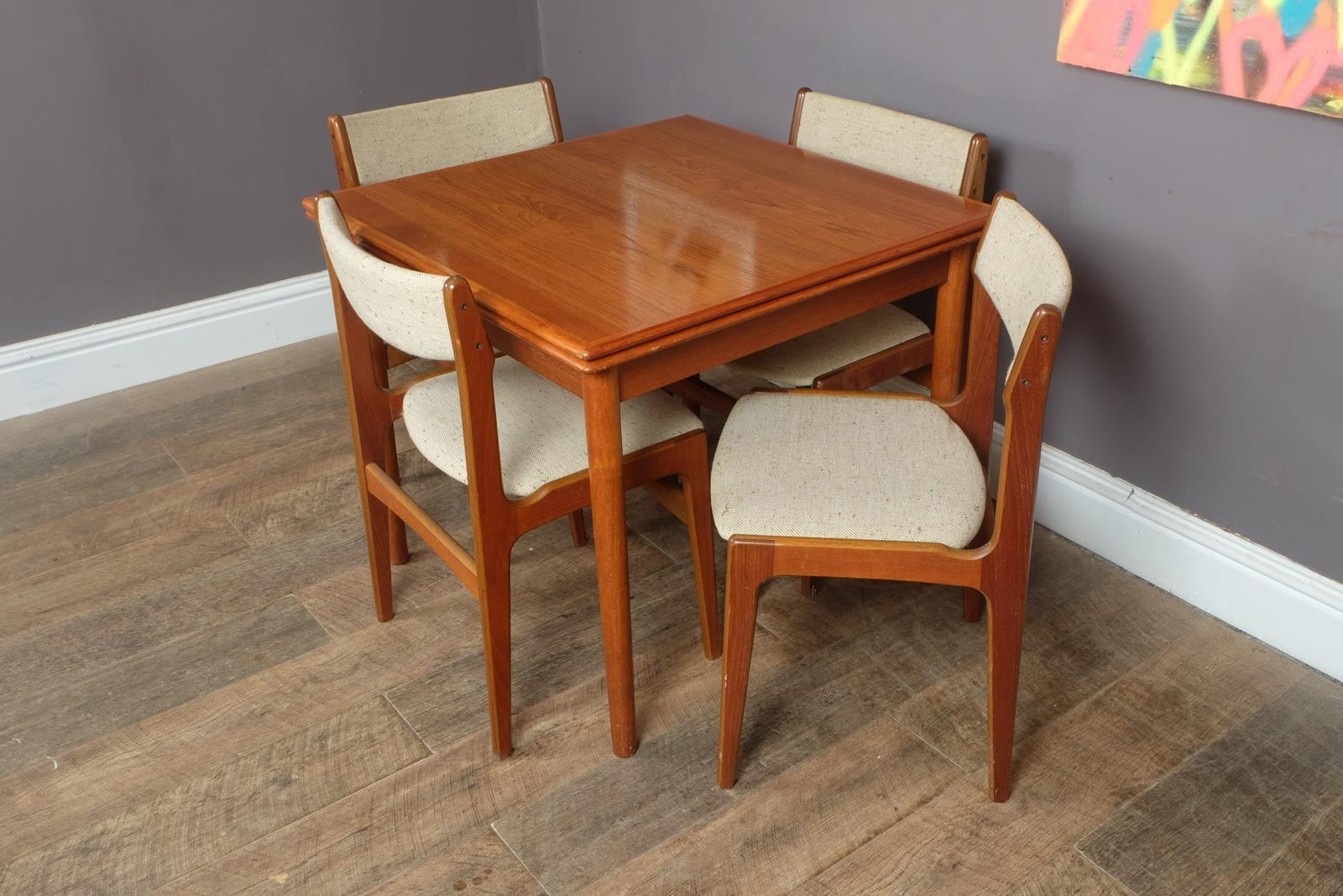 Vintage Retro Small Danish Teak Dining Table and 4 Chairs by AM Mobler