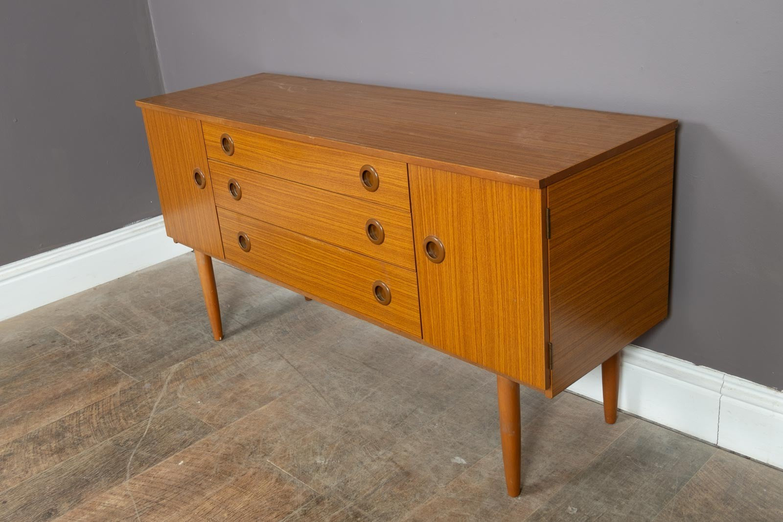 Vintage Retro Mid Century Small Teak Sideboard by Schreiber