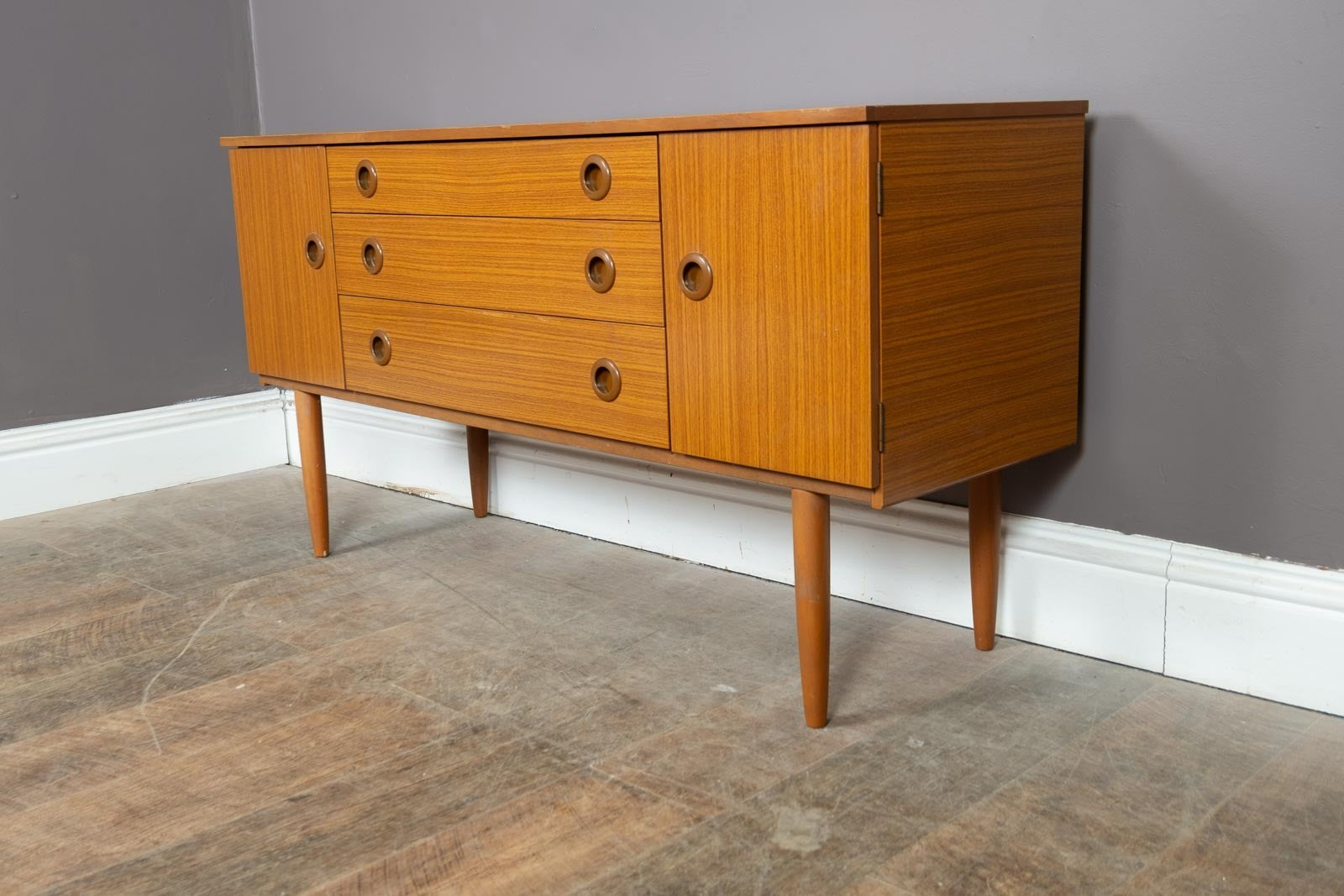 Vintage Retro Mid Century Small Teak Sideboard by Schreiber