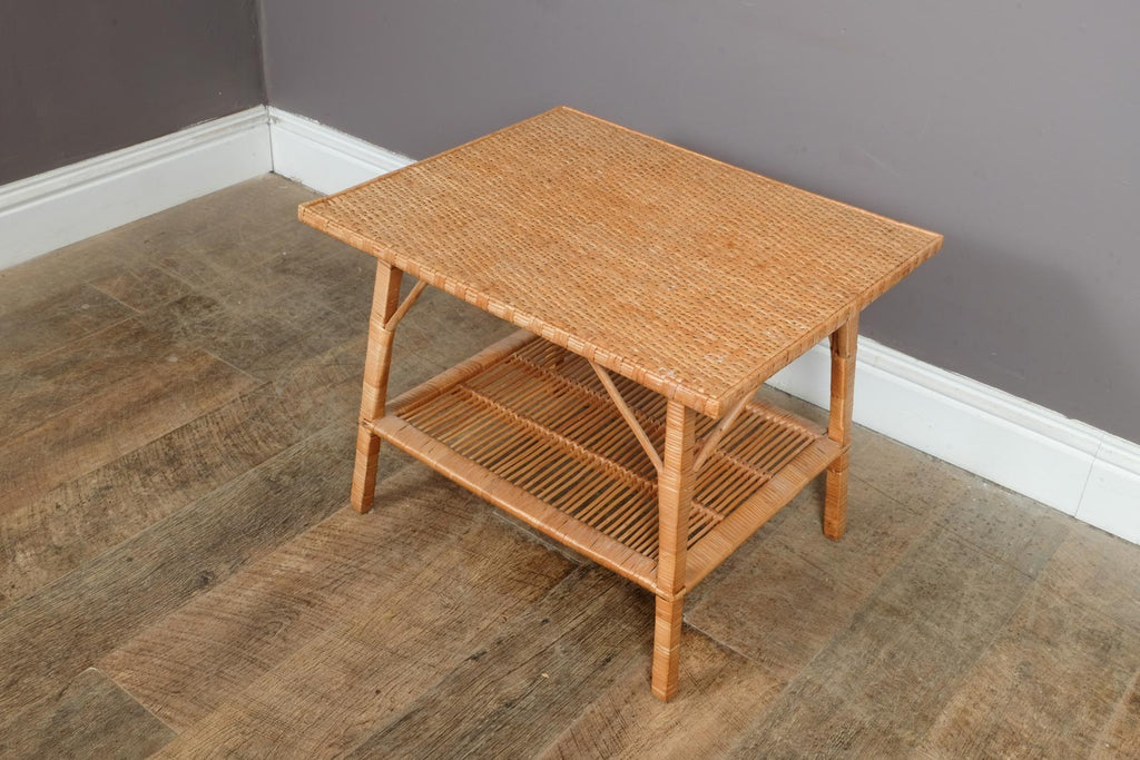 Vintage Retro Bamboo Wicker Side End Table