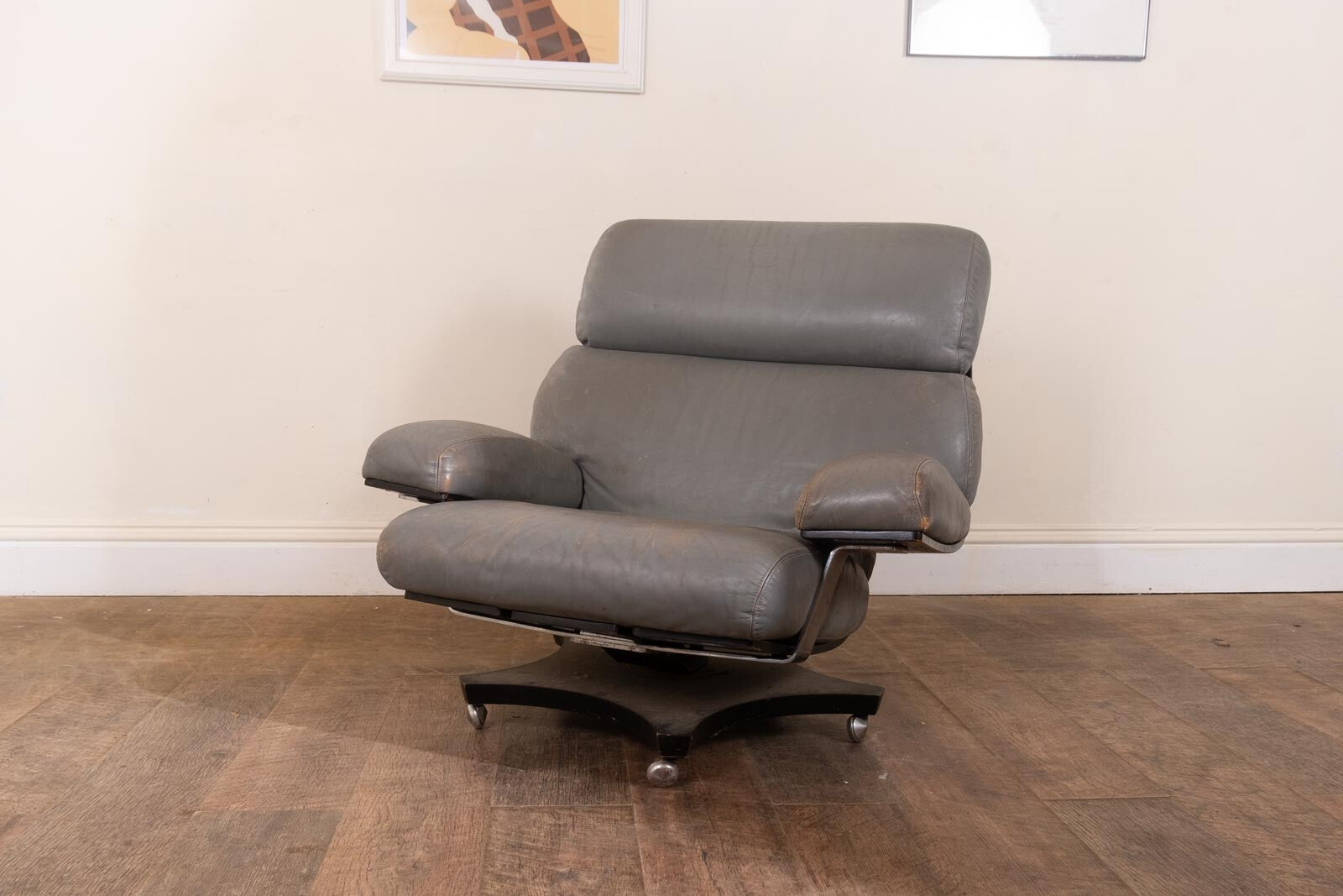 Vintage Retro G Plan Housemaster Arm Chair in Grey Leather