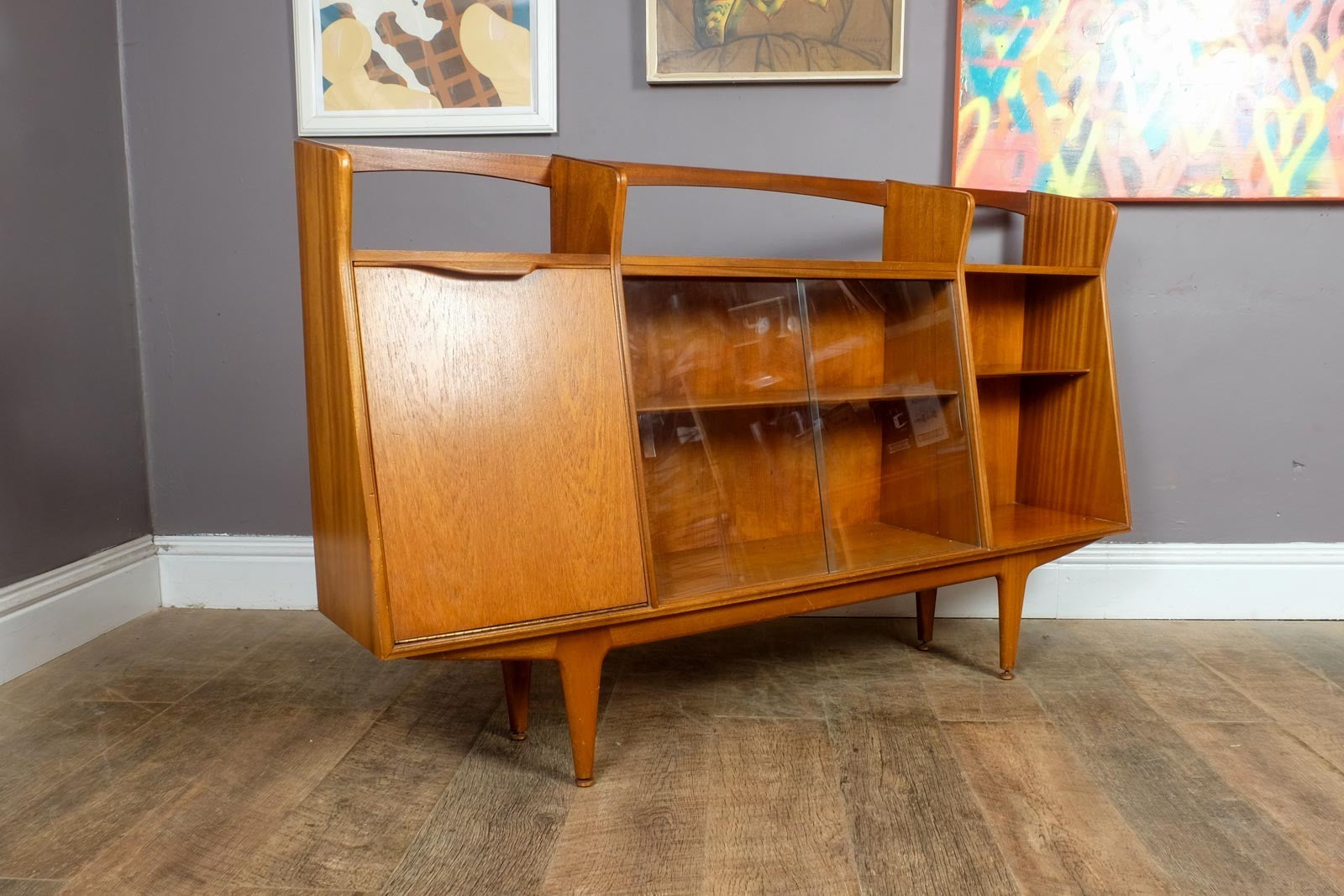Vintage Mid Century Glazed Teak Bookcase by McIntosh