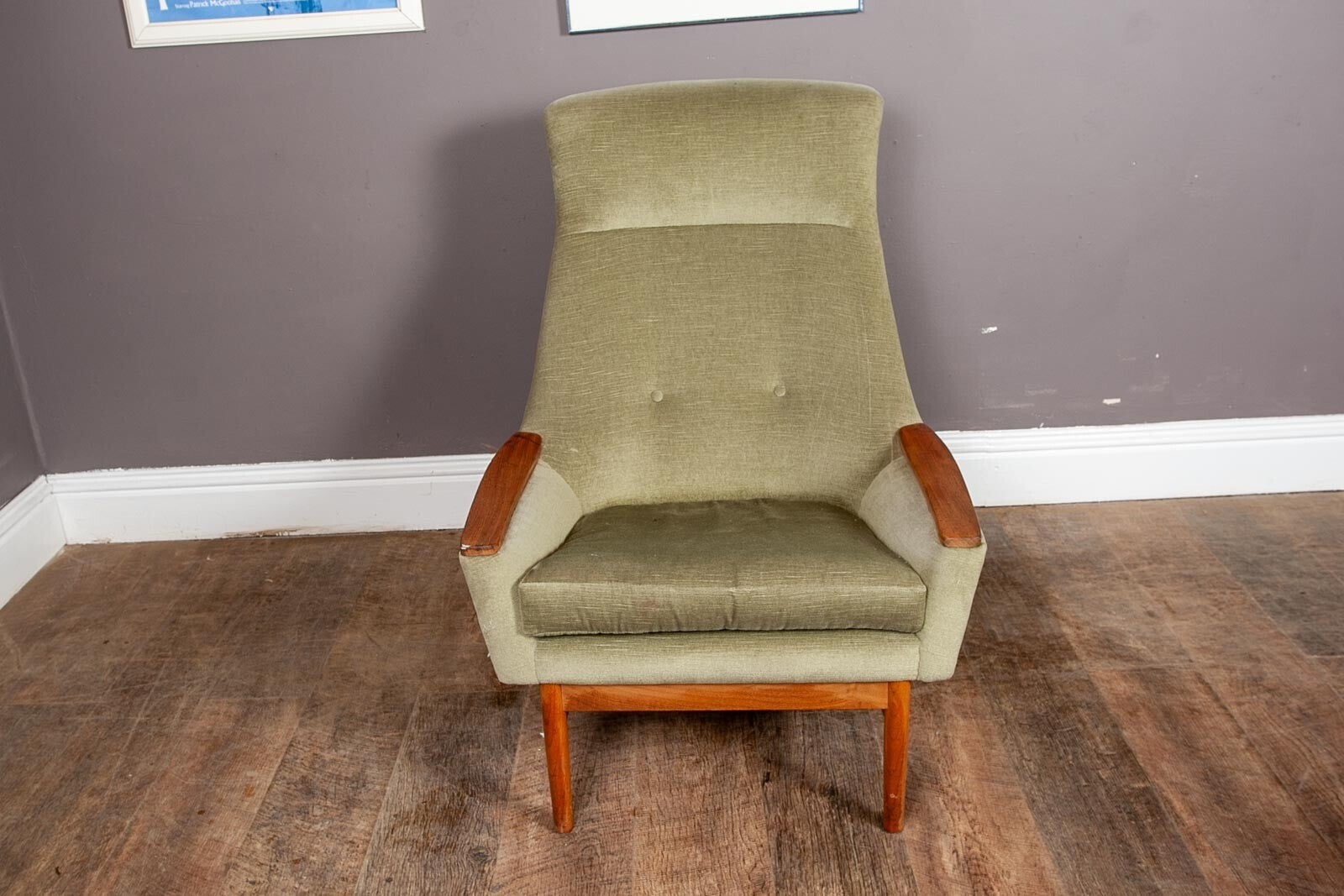 Vintage Mid Century Danish Style High Back Arm Chair