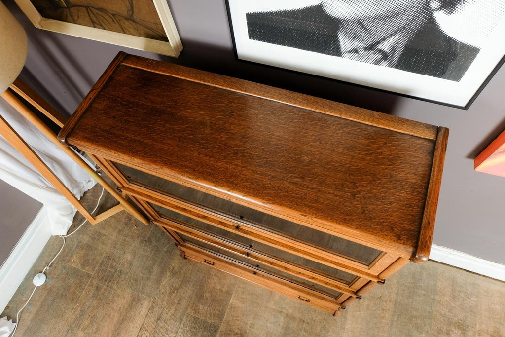 Antique Light Oak Stackable Barrister Bookcase Display Cabinet by Globe Wernicke
