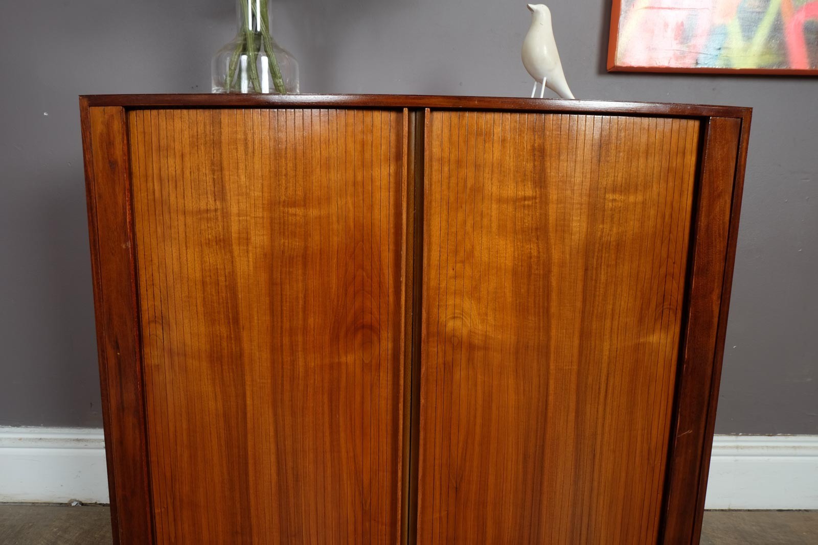 Vintage Retro Danish Style teak Cabinet with Tambour Door