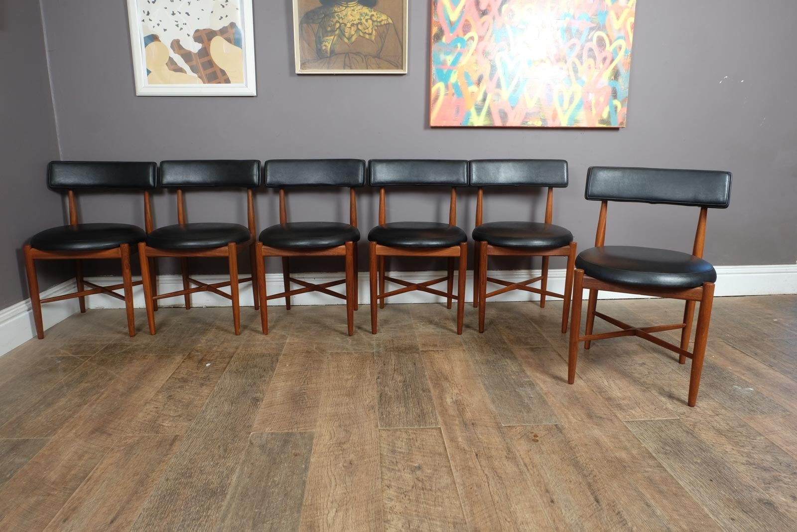 Vintage G Plan Fresco Circular Teak Dining Table and 6 Chairs by VB Wilkins