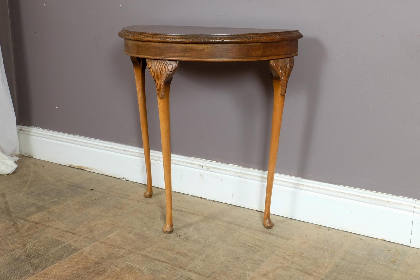 Vintage Retro Antique Half Moon Console Table
