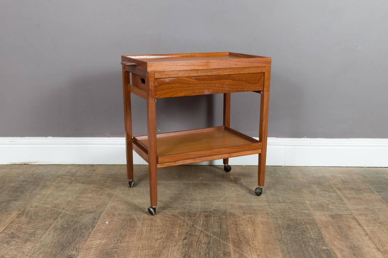 Vintage Mid Century Danish Teak Drinks Trolley Tea Trolley