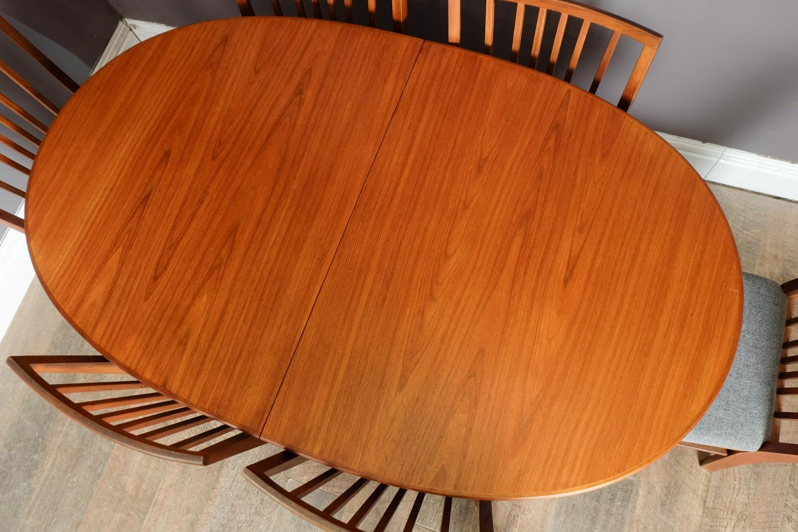 Vintage Oval Teak Extending Dining Table and 6 Vanson Chairs