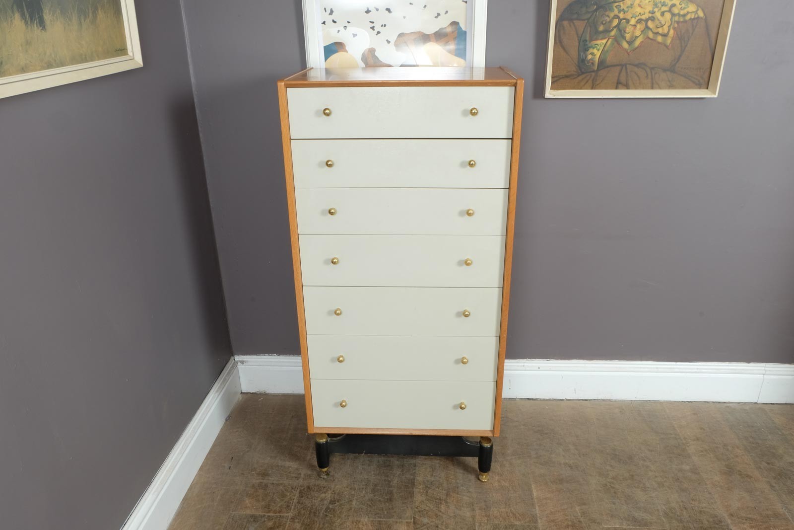 Vintage G Plan E Gomme Tallboy Chest of Drawers China White
