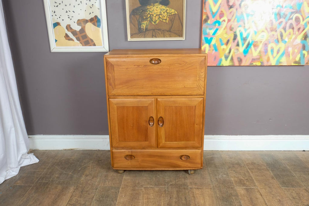 Vintage Retro Ercol Light Elm Bureau  - Model 469