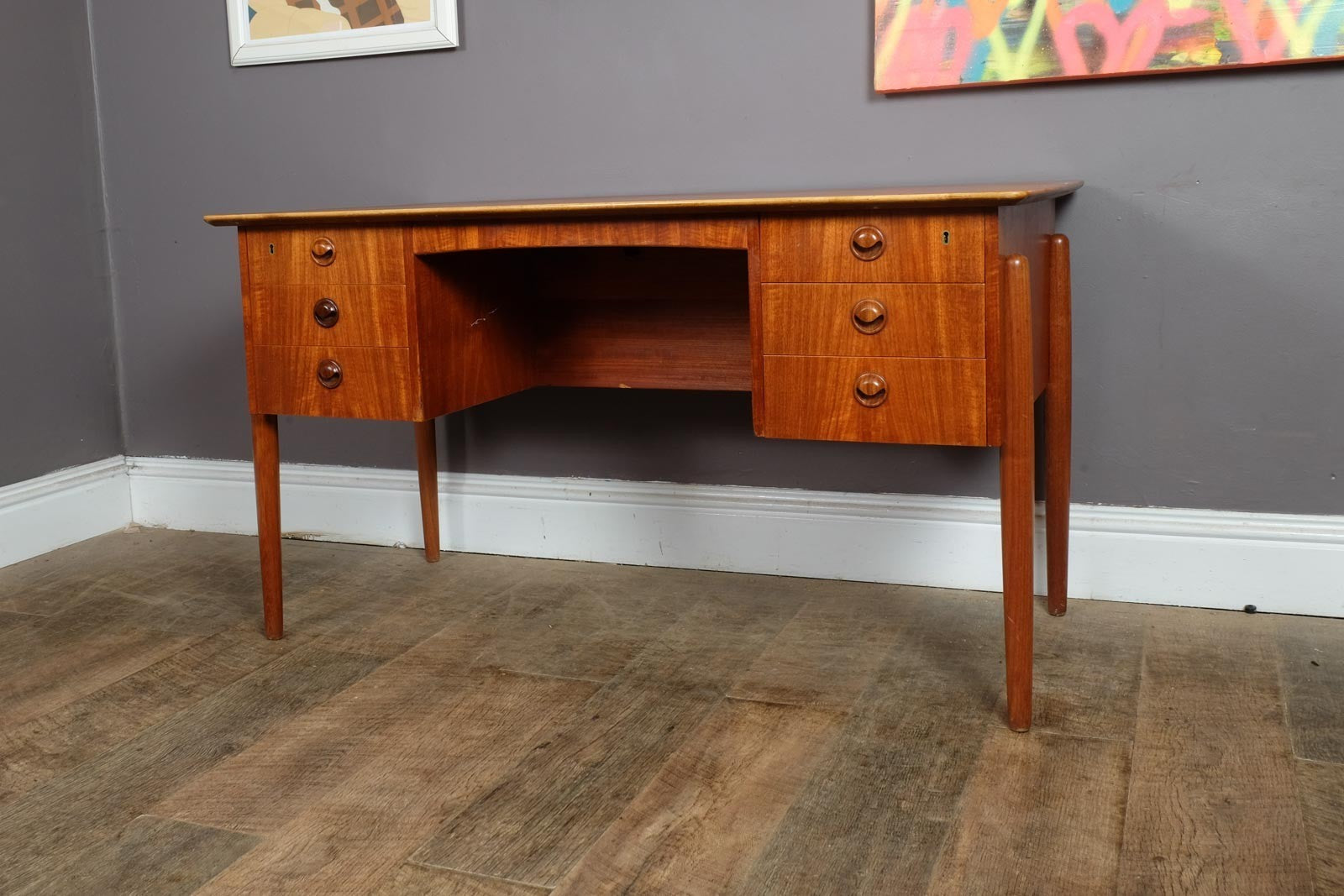 Vintage Danish Mid Century Teak Desk by P.A. Nielsen and Co