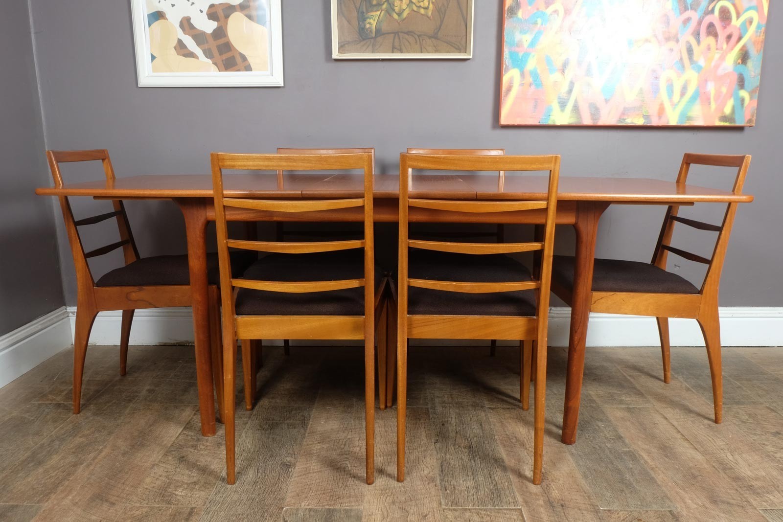 Vintage Retro Mid Century eak Extending Dining Table and 6 Chairs