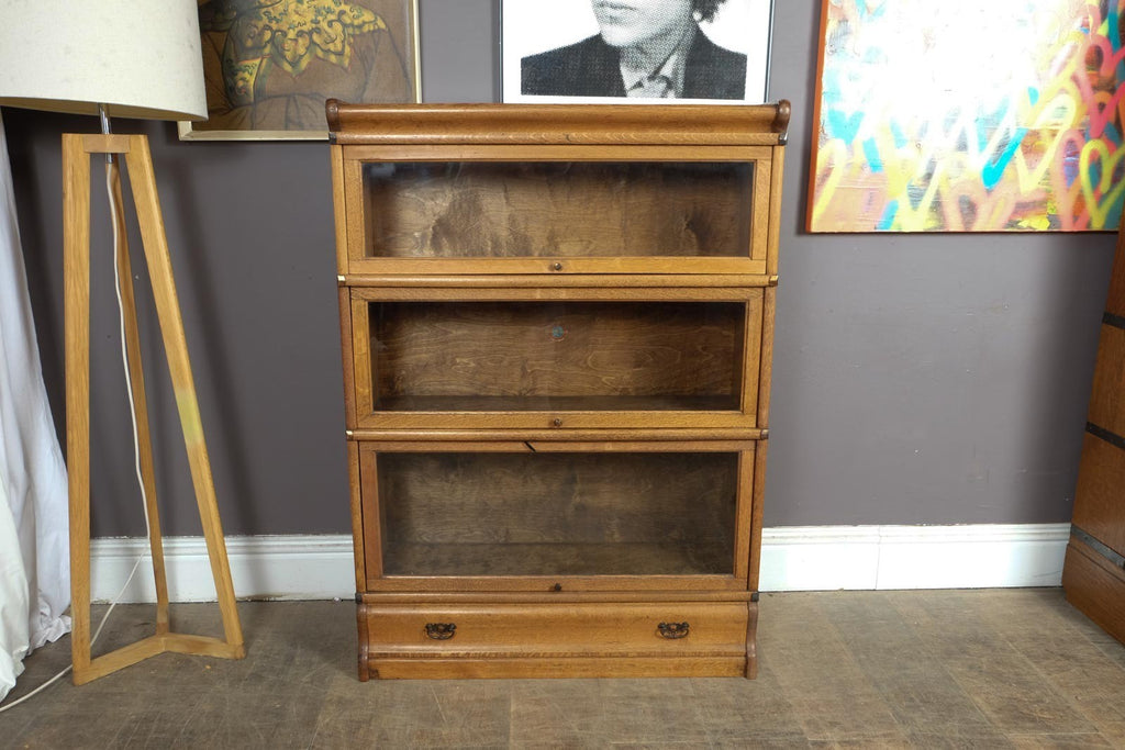 Antique Light Oak Stackable Barrister Bookcase Display Cabinet by Globe Wernicke