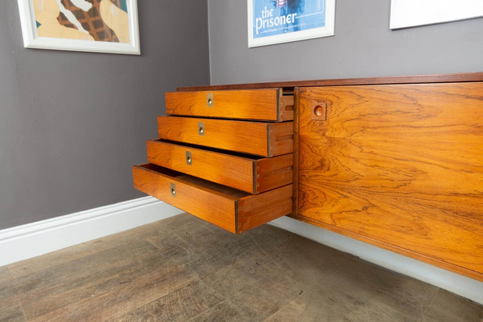 Vintage Retro Archie Shine Rosewood Wall Mounted Dorrington Sideboard