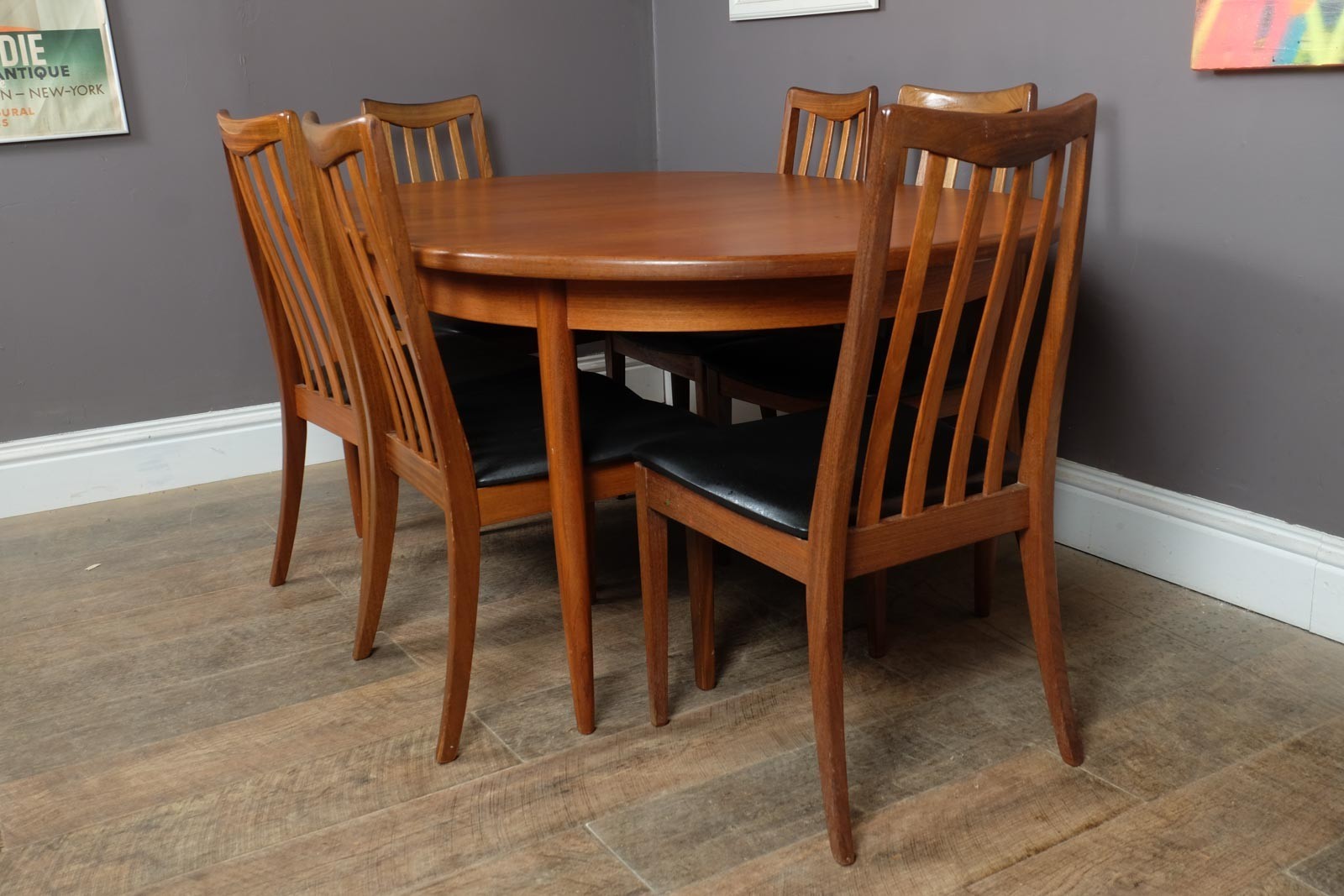 Vintage Retro G Plan Fresco Oval Dining Table and 6 High Back Chairs VB Wilkins