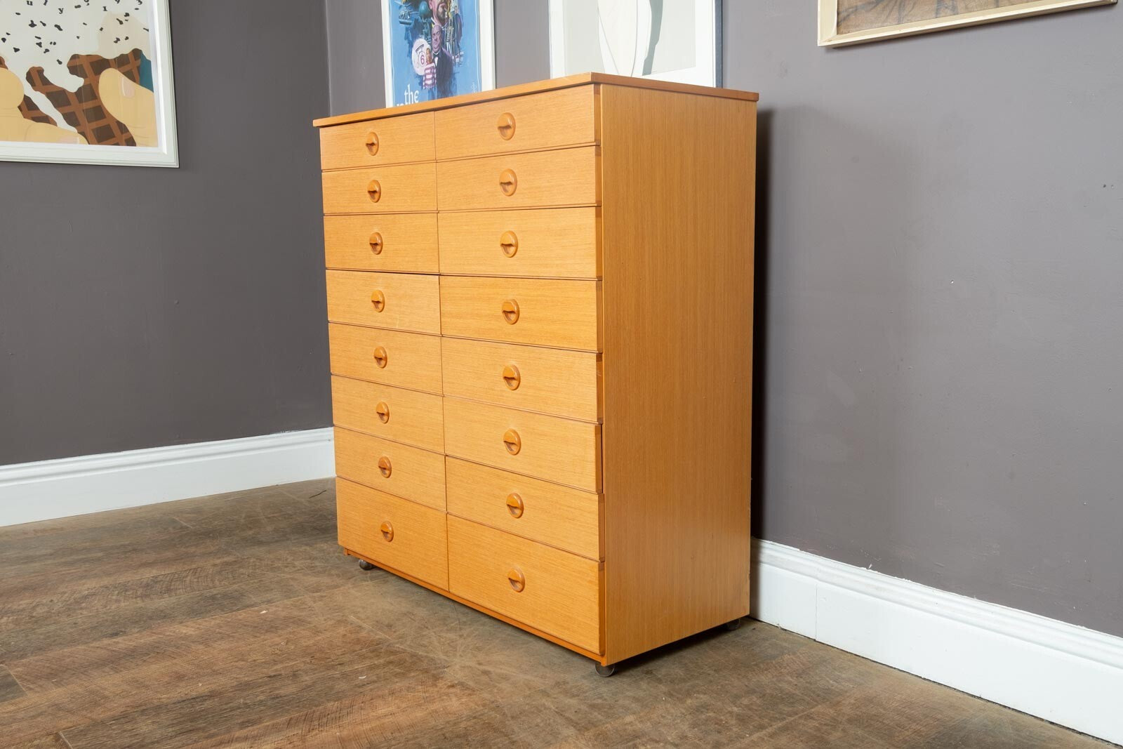 Vintage Mid Century Chest of 16 Drawers by Schreiber