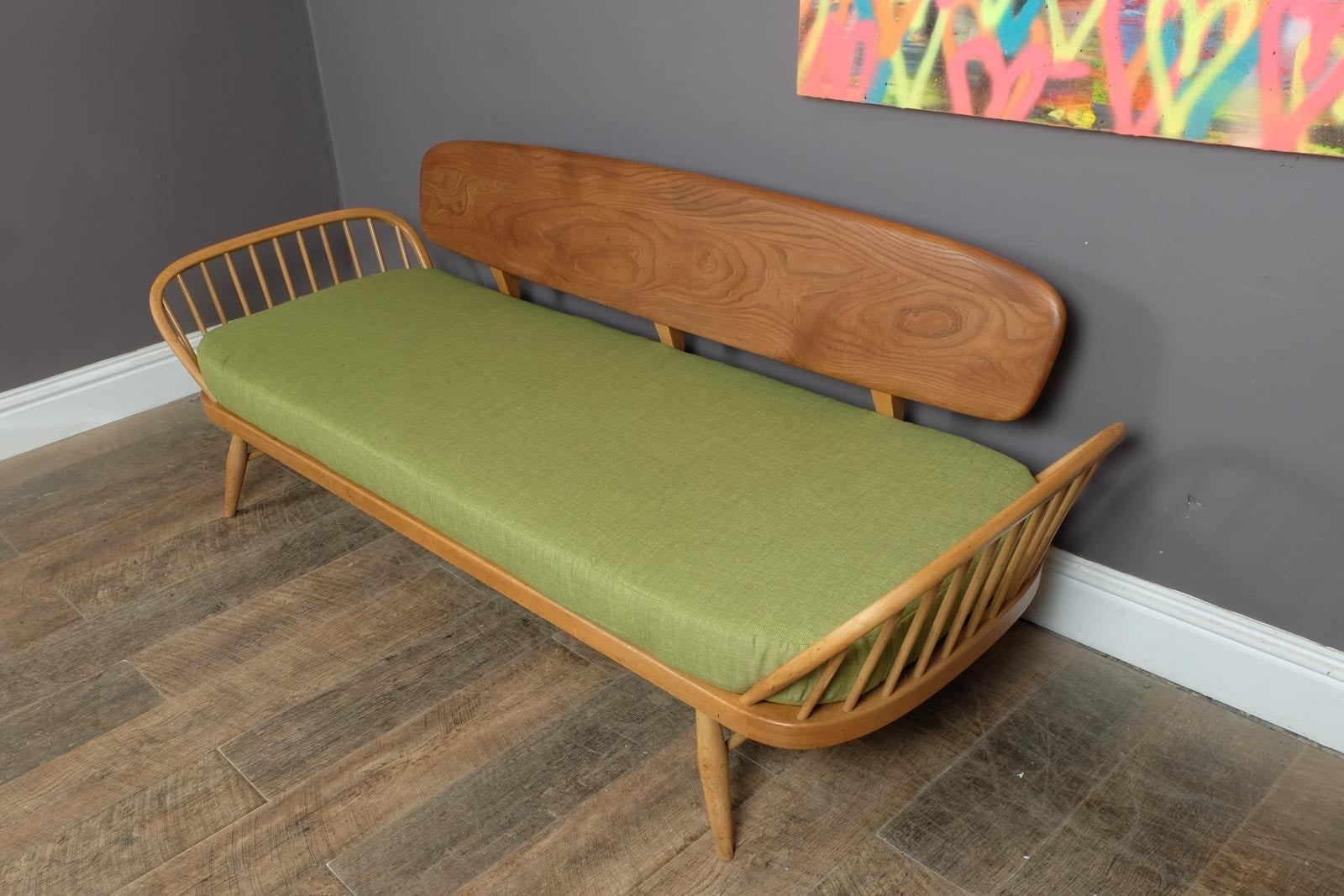 Vintage Retro Ercol Light Elm Studio Couch Day Bed